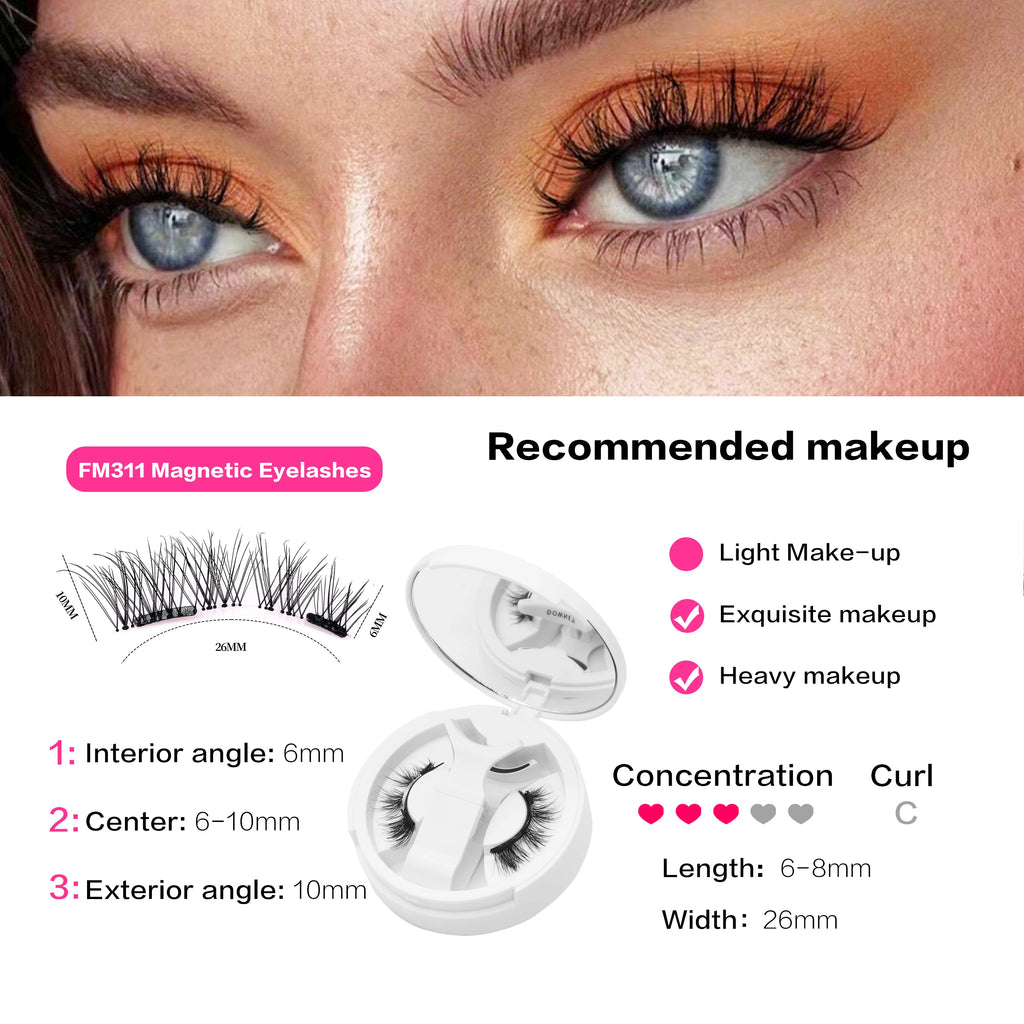 1 Pair 3D Magnetic False Eyelashes Reusable Glue Free Magnet Lash with Applicater One-Piece Box Easy to Apply Eyelash Extension