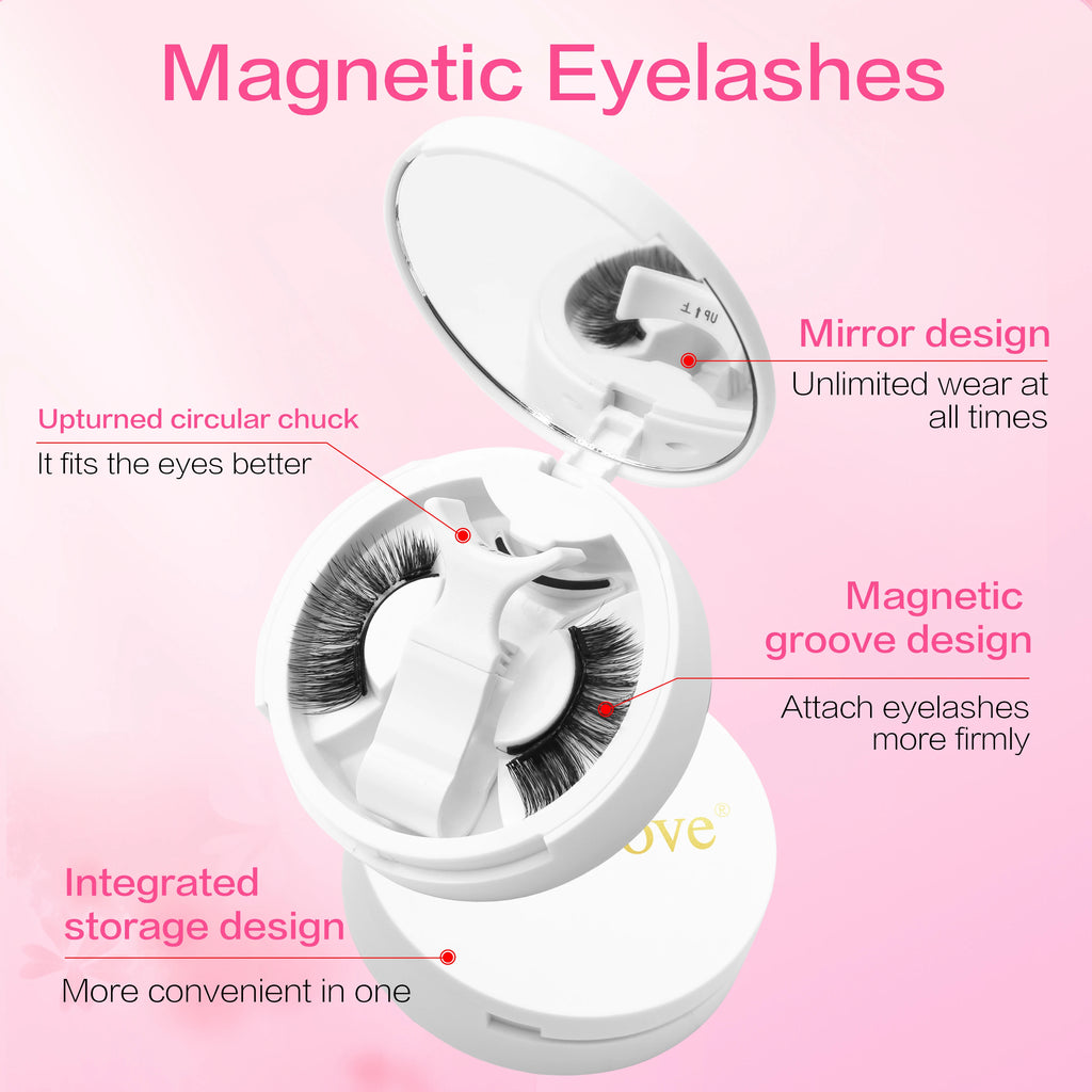 1 Pair 3D Magnetic False Eyelashes Reusable Glue Free Magnet Lash with Applicater One-Piece Box Easy to Apply Eyelash Extension