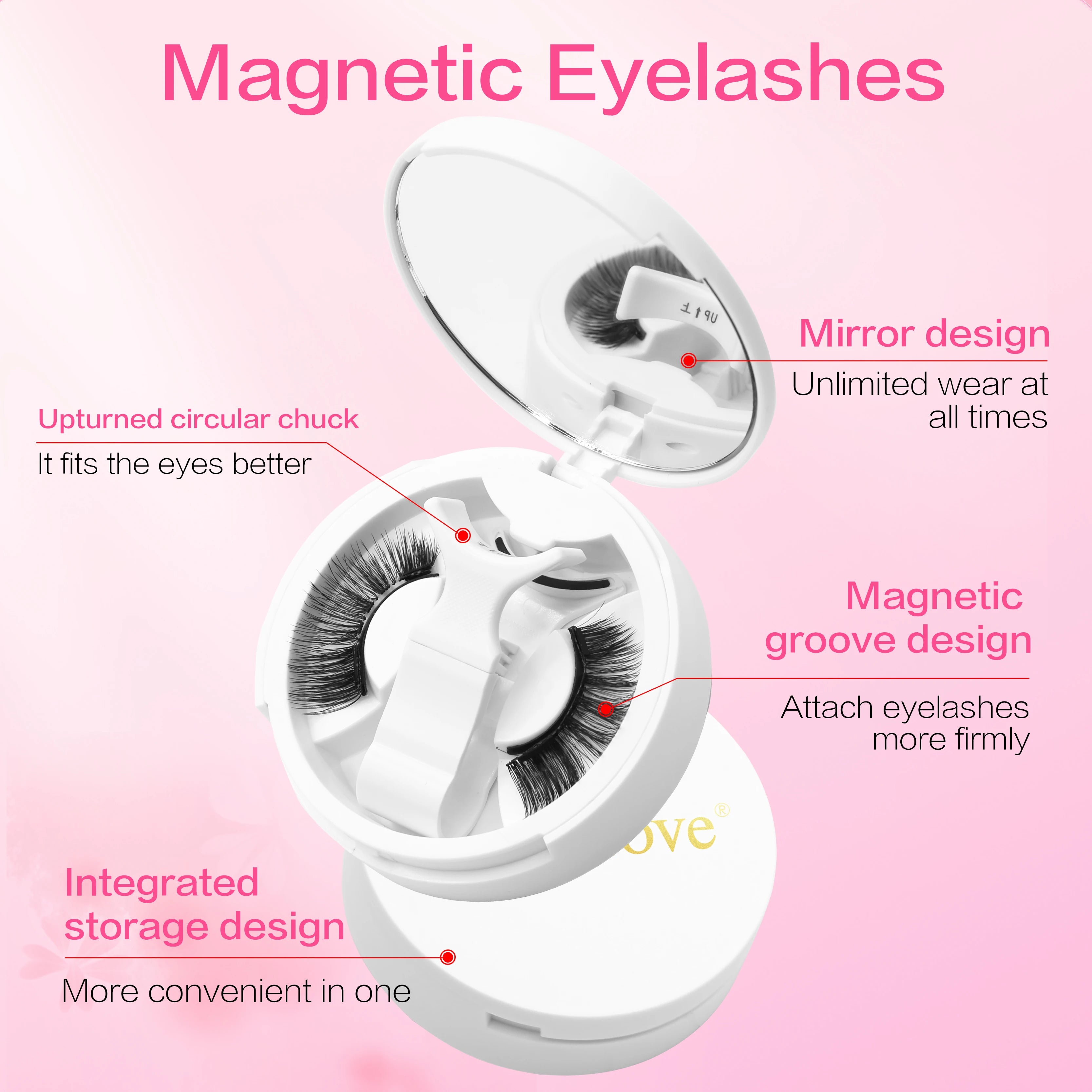 1 Pair 3D Magnetic False Eyelashes Reusable Glue Free Magnet Lash with Applicater One-Piece Box Easy to Apply Eyelash Extension